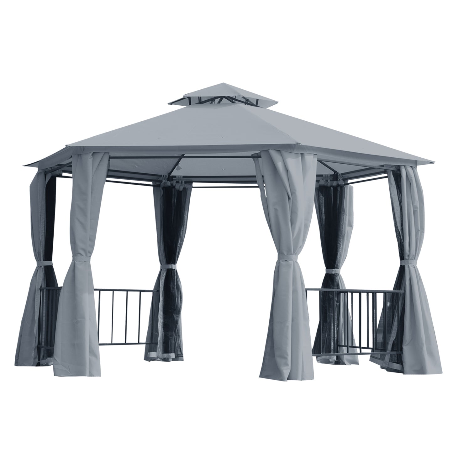 3 x 3(m) Gazebo Canopy 2 Tier Patio Shelter Steel for Garden Grey