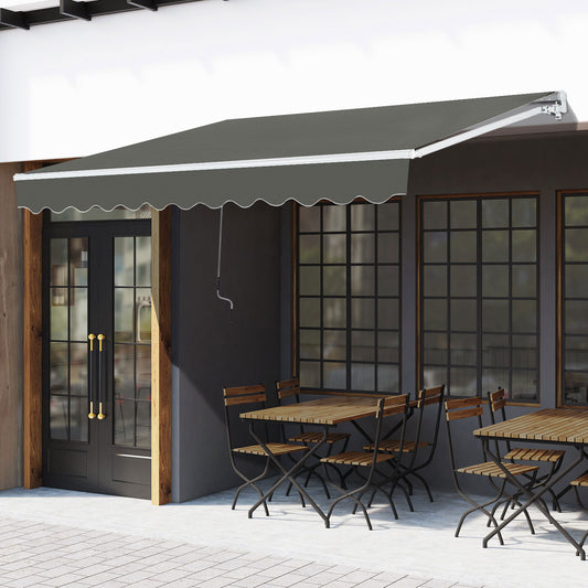 Manual Retractable Awning Garden Shelter Canopy 3 x 2m Grey