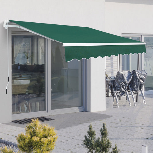 Manual Retractable Awning Garden Shelter Canopy 3 x 2m Green