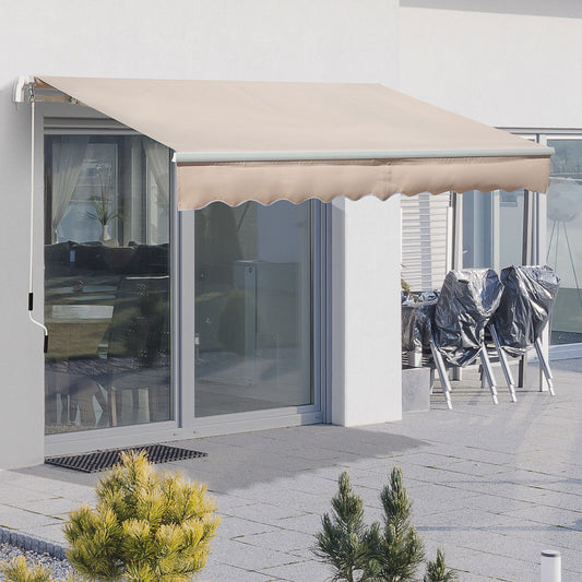 Manual Retractable Awning Garden Shelter Canopy 3 x 2m Beige