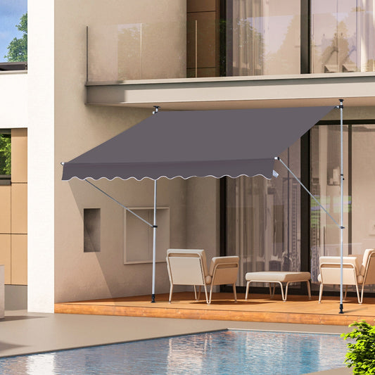 3x1.5m  Adjustable Outdoor Aluminium Frame Awning Grey
