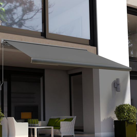 3.5x3m Electric Motorised Awning Door Window Shade w/ Cassette Grey