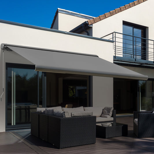 3x2.5m Electric Motorised Awning Door Window Shade w/ Cassette Grey