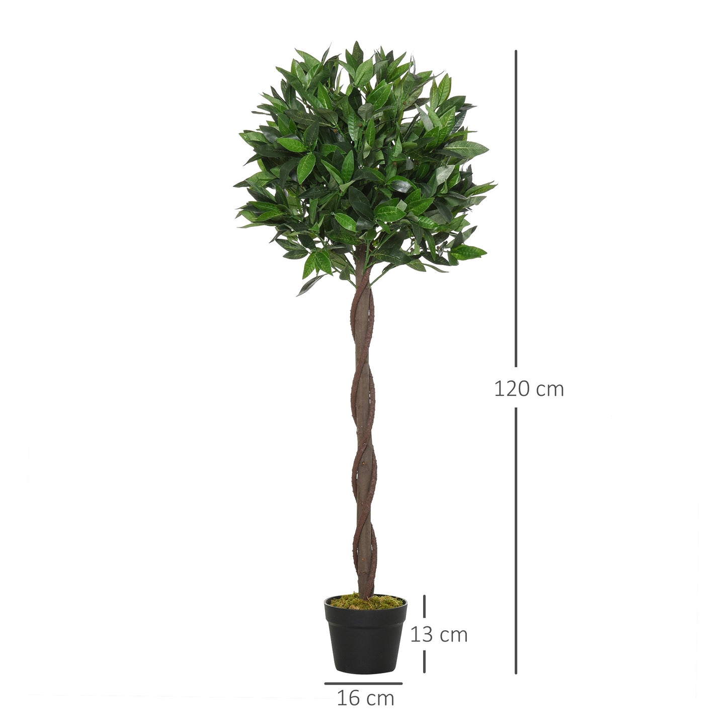 Set Of 2 120cm Artificial Bay Laurel Topiary Trees w/ Pot Fake