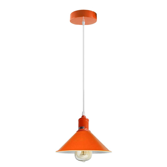 Orange pendant light fixture Retro metal lampshade