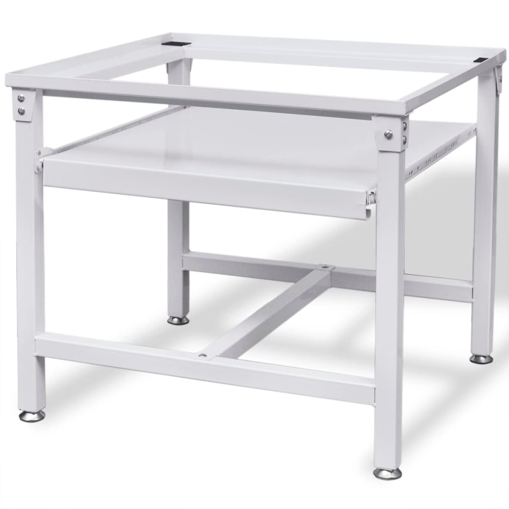 Washing Machine Pedestal with Pull-Out Shelf White