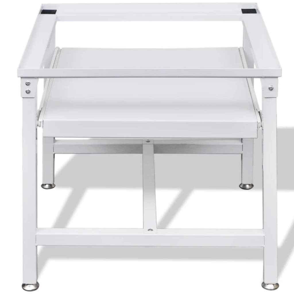 Washing Machine Pedestal with Pull-Out Shelf White