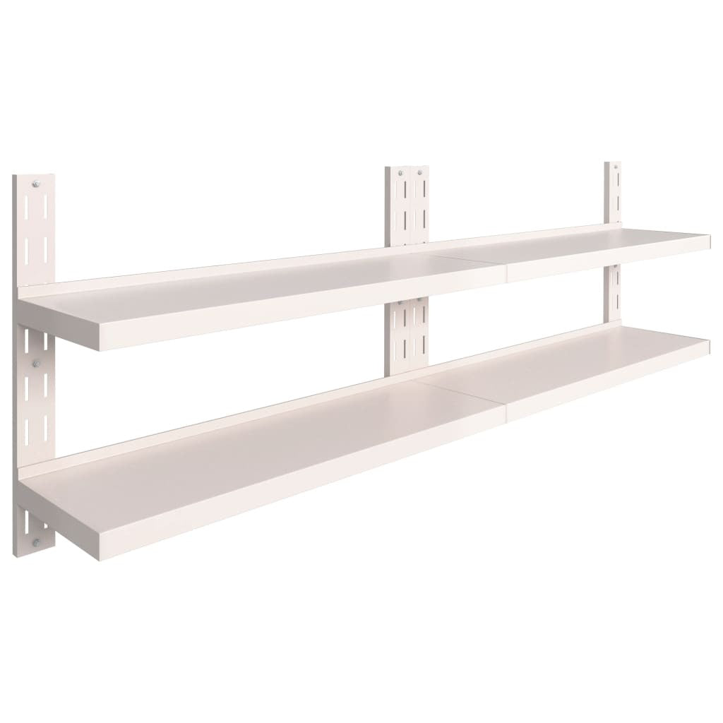 2-Tier Floating Wall Shelves 2 pcs Stainless Steel 240x30 cm