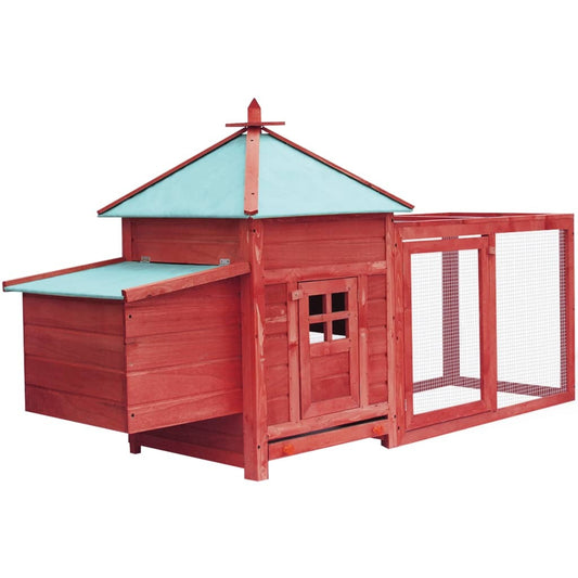 Chicken Coop with Nest Box Red 193x68x104 cm Solid Firwood