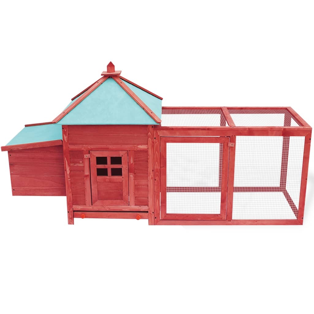 Chicken Coop with Nest Box Red 193x68x104 cm Solid Firwood