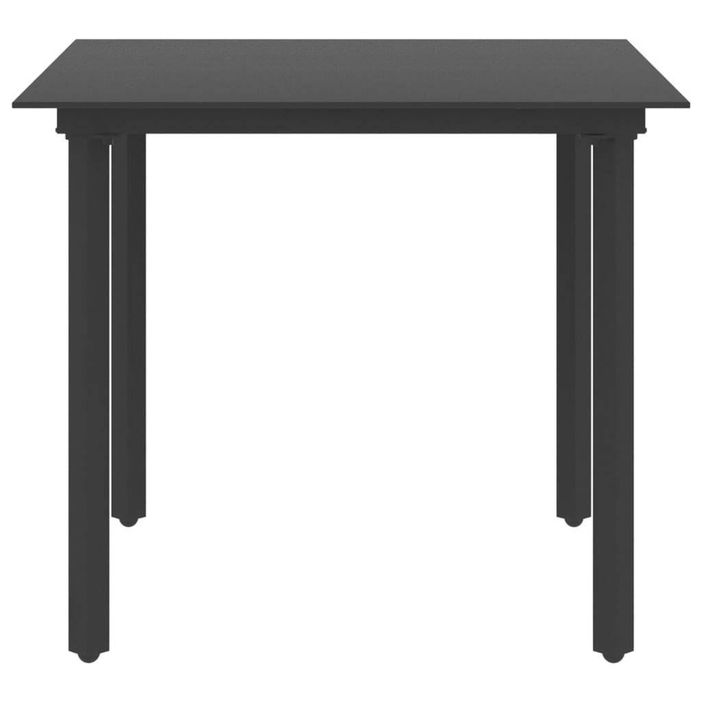 Garden Dining Table Black 80x80x74 cm Steel and Glass