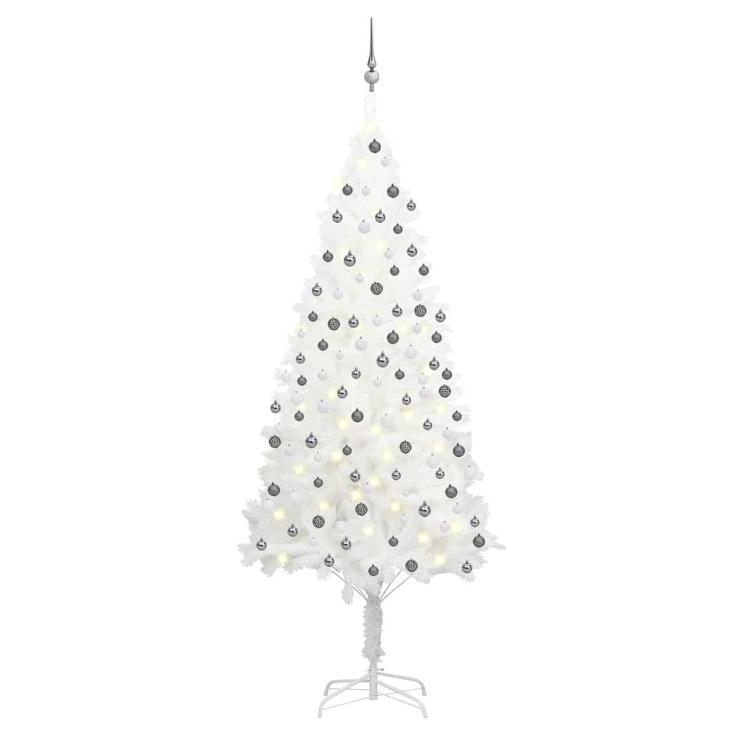 Artificial Christmas Tree with LEDs&Ball Set White 210 cm