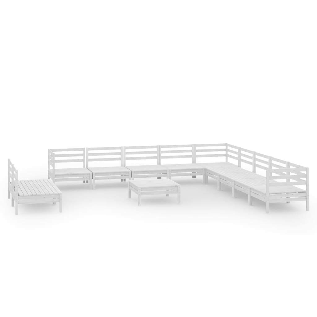 12 Piece Garden Lounge Set Solid Pinewood White