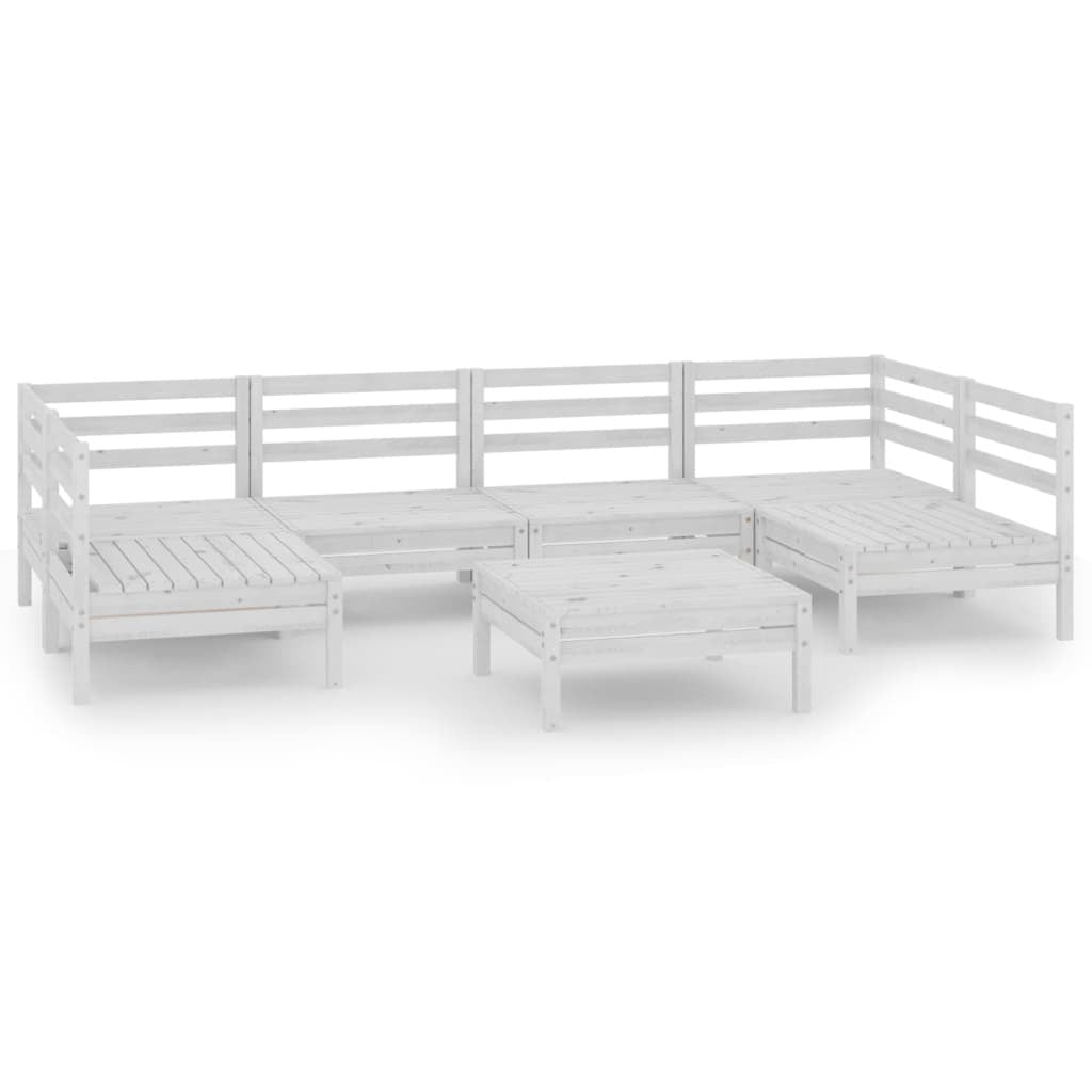 7 Piece Garden Lounge Set White Solid Pinewood
